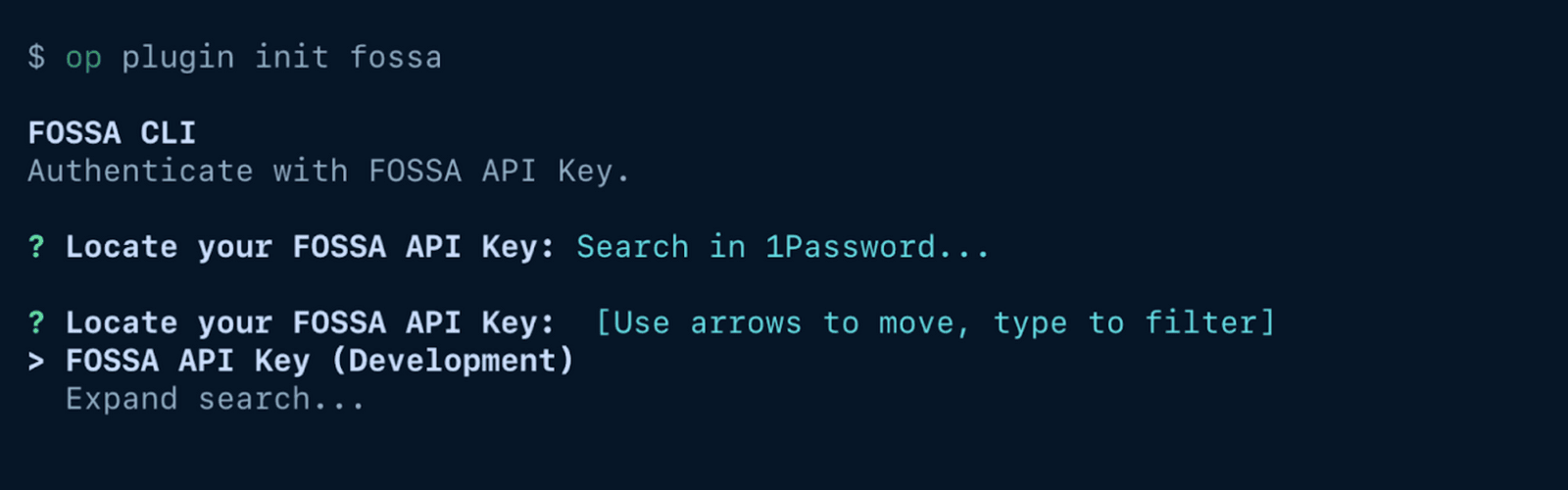 Search credentials in 1Password