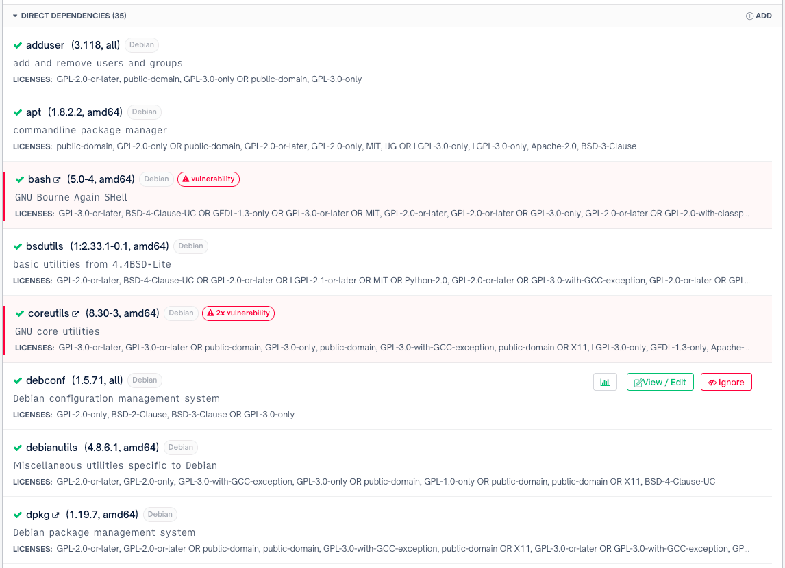 Vulnerability scanning report screenshot