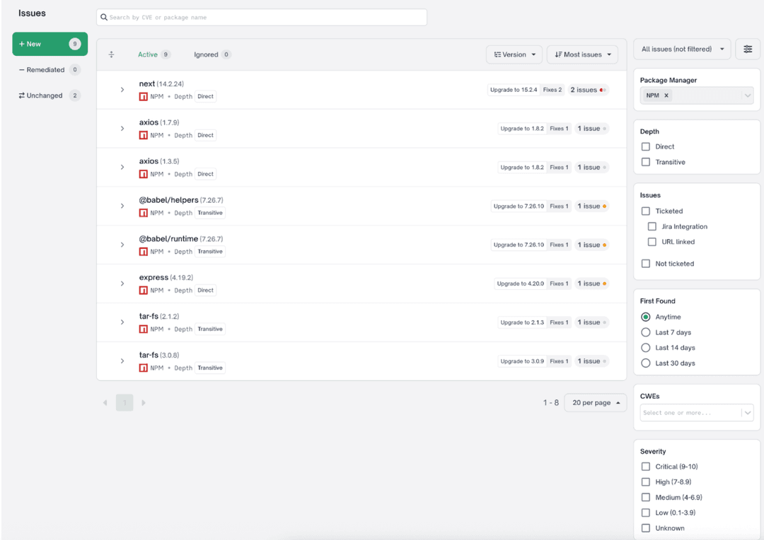 Apply standard vulnerability prioritization filters to new vulnerabilities