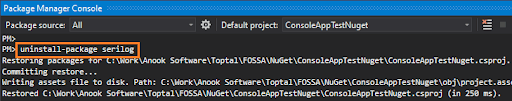 Uninstalling a package in NuGet Package Manager